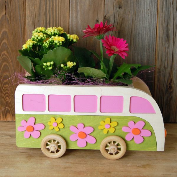 Laubsägevorlage Flower-Power-Bus