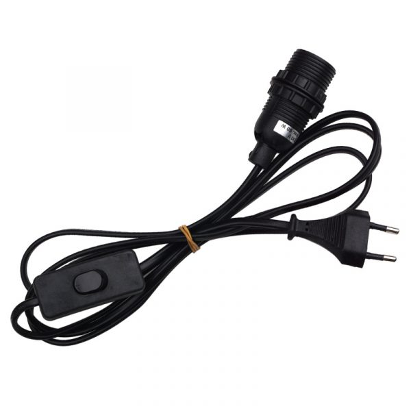 E14 Lampenfassung in Schwarz mit Schalter und Netzkabel für DIY-Projekte